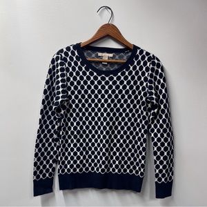 Banana Republic Navy Blue & White Geometric Sweater Women's S